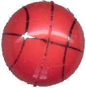 Ballon rouge avec des rayures comme la planète Mercure et la gravité de l'énergie cinétique.
