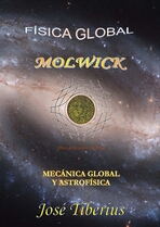 Portada del libro Mecánica y Astrofísica Global. Composición de un átomo aumentado sobre una galaxia.