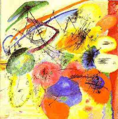 Picture with many colors. Black Strokes - Kandinsky.