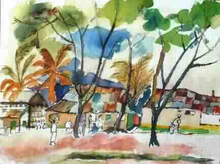 A village with trees. Little Senegal by T.P. Barrasa.