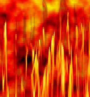 Illustration de l'enfer sous forme de flammes rouges et jaunes