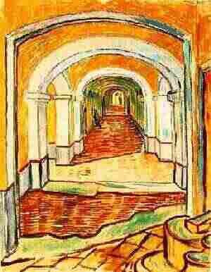 Corridoio nel manicomio di Van Gogh come situazione a volte della scienza prima degli interessi socio-politici.