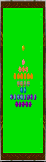 Simulación de evolución de bolas en forma de flecha.