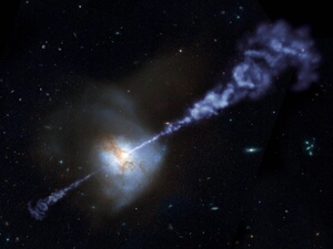 Uma galáxia com um jato de buraco negro - NASA.